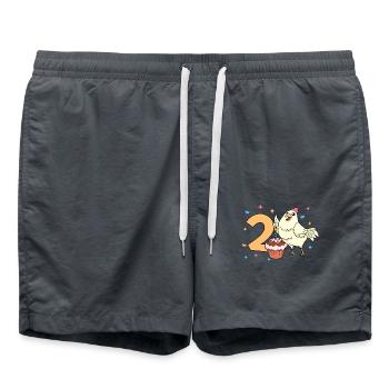 Mit Huhn - Kinder Geburtstag 2 Jahre - Badeshorts - Anthrazit - Vorne - AI Model Male 185 light (185cm)