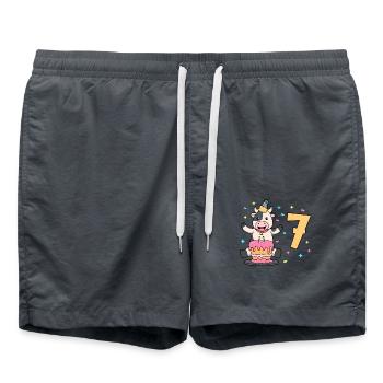 With Cow - Children's Birthday 7 Years - Swim Trunks - anthracite - Front - AI Model Male 185 light (185cm)