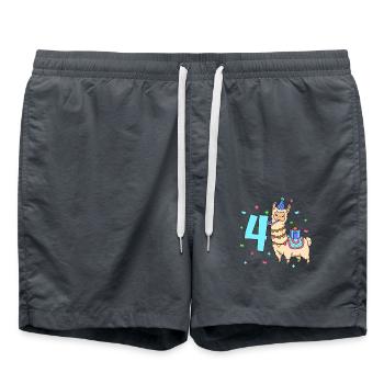 With Lama - Children's Birthday 4 Years - Swim Trunks - anthracite - Front - AI Model Male 185 light (185cm)