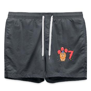 With lion - children's birthday 7 years - Swim Trunks - anthracite - Front - AI Model Male 185 light (185cm)