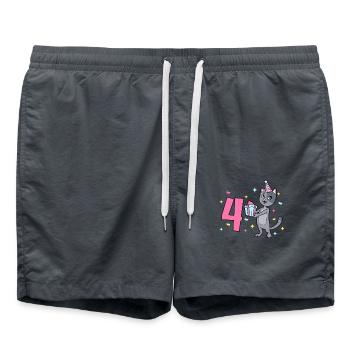 With cat - girl's birthday 4 years - Swim Trunks - anthracite - Front - AI Model Male 185 light (185cm)