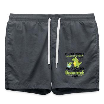Je vais être grand frère 2026 / Cadeau grand frère - Short de bain - charbon - Devant - AI Model Male 185 light (185cm)