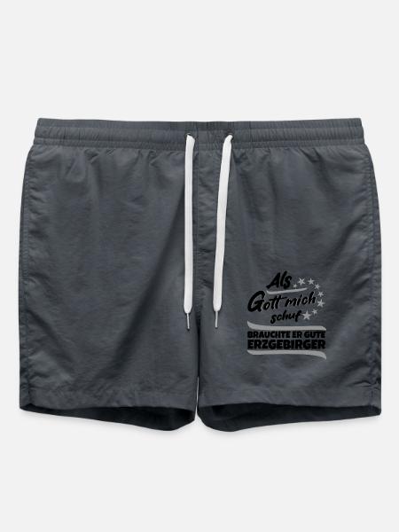Erzgebirge Gott erschaffen Berg Spruch - Badeshorts - Anthrazit