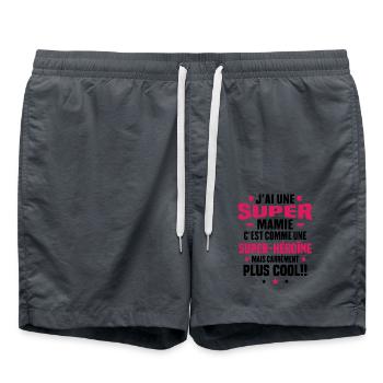 J'ai une super mamie c'est comme une super héroïne - Short de bain - charbon - Devant - AI Model Male 185 light (185cm)