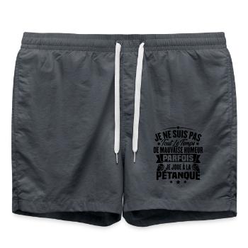 Parfois je joue à la pétanque / Humour pétanque - Short de bain - charbon - Devant - AI Model Male 185 light (185cm)