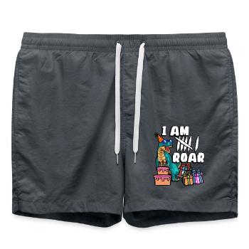 Ich Bin 6 Brüllen | Dinosaurier Geburtstag Shirt - Badeshorts - Anthrazit - Vorne - AI Model Male 185 light (185cm)