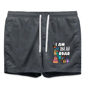 Ich Bin 8 Brüllen | Dinosaurier Geburtstag Shirt - Badeshorts - Anthrazit - Vorne - AI Model Male 185 light (185cm)