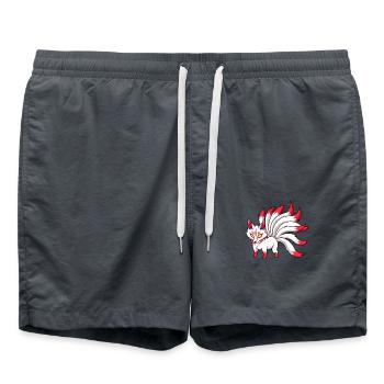 Yokai-Figur aus Japan - Kawaii Kitsune - Badeshorts - Anthrazit - Vorne - AI Model Male 185 light (185cm)