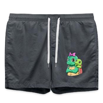 Liebevolle Schildkröte mit Schildkröten Kind - Badeshorts - Anthrazit - Vorne - AI Model Male 185 light (185cm)