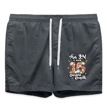This Girl Is Now 16 Double Digits Floral - Swim Trunks - anthracite - Front - AI Model Male 185 light (185cm)
