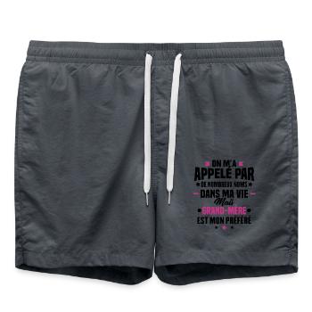 Nom grand-mere mon préféré, Cadeau grand-mère - Short de bain - charbon - Devant - AI Model Male 185 light (185cm)