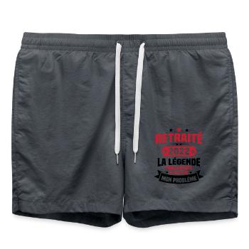 Cadeau retraité 2022, La légende prend sa retraite - Short de bain - charbon - Devant - AI Model Male 185 light (185cm)
