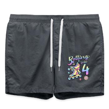 Rolling Into 4 Roller Skaters Skates 4. Jahr - Badeshorts - Anthrazit - Vorne - AI Model Male 185 light (185cm)