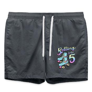 Rolling Into 5 Roller Skaters Skates 5. Jahrestag - Badeshorts - Anthrazit - Vorne - AI Model Male 185 light (185cm)