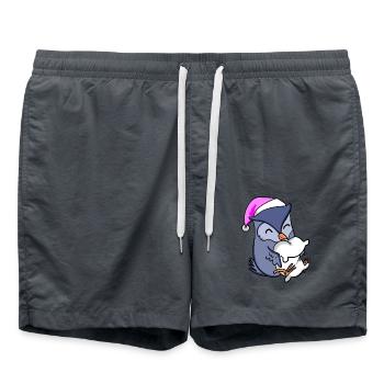 Owl with pillow and sleeping cap - Swim Trunks - anthracite - Front - AI Model Male 185 light (185cm)