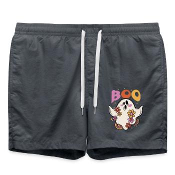 Boo Spooky Floral Flower-lover Ghost Halloween - Swim Trunks - anthracite - Front - AI Model Male 185 light (185cm)
