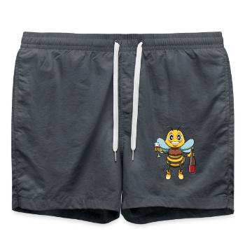 Lustige Biene mit Wein für einen Imker - Badeshorts - Anthrazit - Vorne - AI Model Male 185 light (185cm)