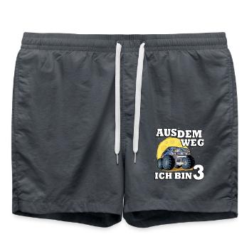 Aus Dem Weg Ich Bin 3 Truck-themed 3rd Birthday - Badeshorts - Anthrazit - Vorne - AI Model Male 185 light (185cm)
