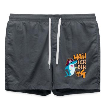 Hai! Ich Bin 4 Einäugiger Piraten Hai 4. - Badeshorts - Anthrazit - Vorne - AI Model Male 185 light (185cm)