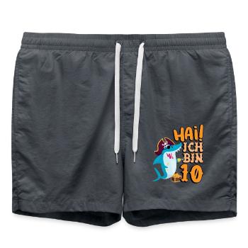 Hai! Ich Bin 10 Einäugiger Piraten Hai 10. - Badeshorts - Anthrazit - Vorne - AI Model Male 185 light (185cm)