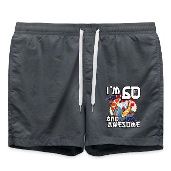 J’ai 60 ans et génial Koi de carpe japonaise - Short de bain - charbon - Devant - AI Model Male 185 light (185cm)