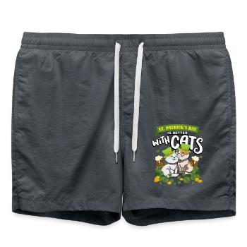 St. Patrick's Day Is Better With Cats St. Paddy - Swim Trunks - anthracite - Front - AI Model Male 185 light (185cm)