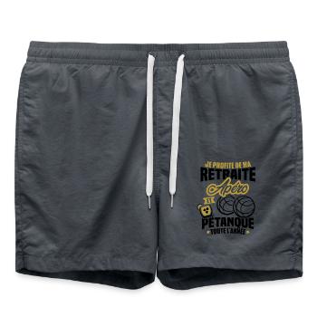 Je profite de ma retraite apéro et pétanque - Short de bain - charbon - Devant - AI Model Male 185 light (185cm)