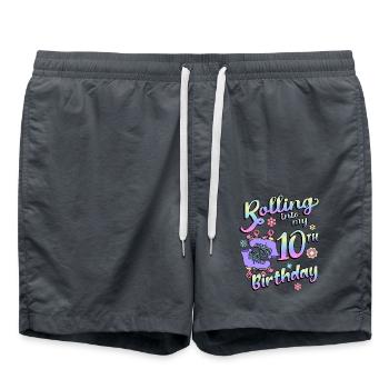 Rolling Into My 10th Birthday Quad Skater - Badeshorts - Anthrazit - Vorne - AI Model Male 185 light (185cm)