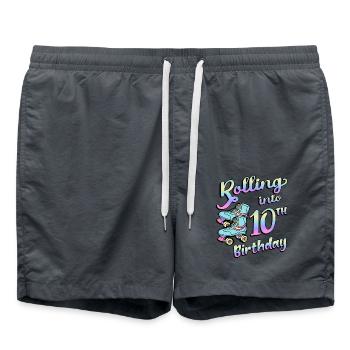 Rolling Into 10. Geburtstag Quad Skater - Badeshorts - Anthrazit - Vorne - AI Model Male 185 light (185cm)
