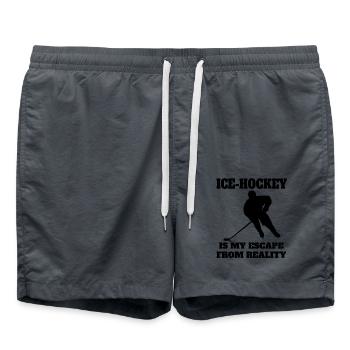 Eishockey Wintersport Geschenk Eishockeyteam - Badeshorts - Anthrazit - Vorne - AI Model Male 185 light (185cm)