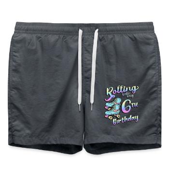 Rolling Into My 6th Birthday Quad Skater - Badeshorts - Anthrazit - Vorne - AI Model Male 185 light (185cm)