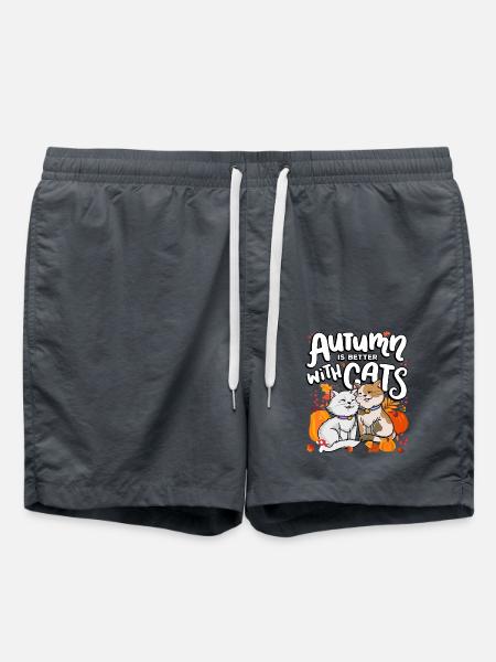 L’automne est meilleur avec les chats saison d’automne - Short de bain - charbon