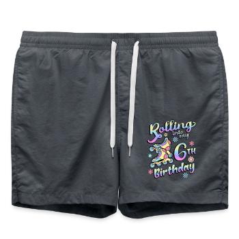 Rolling Into My 6th Birthday Roller Skater Inline - Swim Trunks - anthracite - Front - AI Model Male 185 light (185cm)