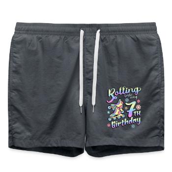 Rolling Into My 7th Birthday Roller Skater Inline - Swim Trunks - anthracite - Front - AI Model Male 185 light (185cm)
