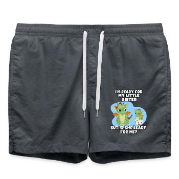 I'm ready for my little sister, but - Swim Trunks - anthracite - Front - AI Model Male 185 light (185cm)