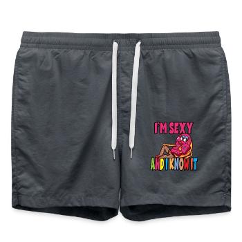 Lustiger Leckerer Donut für einen - Badeshorts - Anthrazit - Vorne - AI Model Male 185 light (185cm)