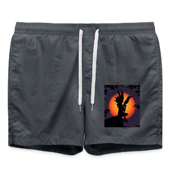 Scary Death Monster Creepy Moon Halloween Costume - Short de bain - charbon - Devant - AI Model Male 185 light (185cm)