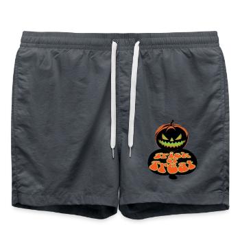 Gruseliges Kürbisgesicht Süßes oder Saures Halloween Outfit - Badeshorts - Anthrazit - Vorne - AI Model Male 185 light (185cm)