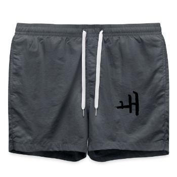 Korean letter Woe - Swim Trunks - anthracite - Front - AI Model Male 185 light (185cm)