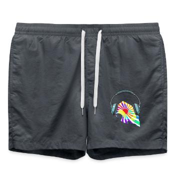 Fehmarn Kopfhörer Musik Bunt - Badeshorts - Anthrazit - Vorne - AI Model Male 185 light (185cm)