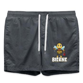 Bierne Biene mit Bier für einen Imker - Badeshorts - Anthrazit - Vorne - AI Model Male 185 light (185cm)