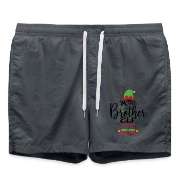 Brother Elf Cute Funny Matching Christmas Costume - Swim Trunks - anthracite - Front - AI Model Male 185 light (185cm)