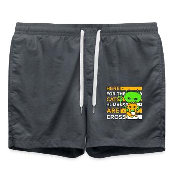 Ici pour les chats Les humains sont croisés - Short de bain - charbon - Devant - AI Model Male 185 light (185cm)