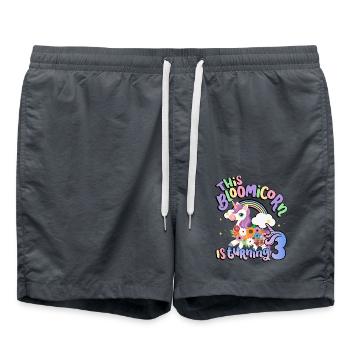 Bloomicorn fête ses 3 ans à 3 ans Licorne - Short de bain - charbon - Devant - AI Model Male 185 light (185cm)