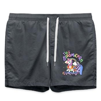 Bloomicorn Is Turning 4 Unicorn 4th Birthday - Swim Trunks - anthracite - Front - AI Model Male 185 light (185cm)