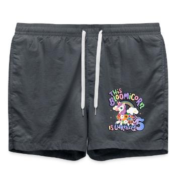 Bloomicorn fête ses 5 ans à 5 ans - Short de bain - charbon - Devant - AI Model Male 185 light (185cm)