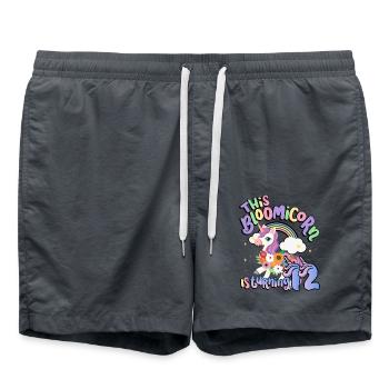 Bloomicorn Is Turning 12 Einhorn 12. Geburtstag - Badeshorts - Anthrazit - Vorne - AI Model Male 185 light (185cm)