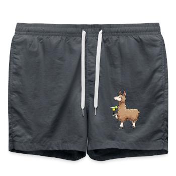 Lustiges Alpaka drinkt Cocktail - Badeshorts - Anthrazit - Vorne - AI Model Male 185 light (185cm)