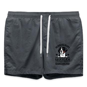 Hund Glücklich mit meinem Berner Sennenhund - Badeshorts - Anthrazit - Vorne - AI Model Male 185 light (185cm)