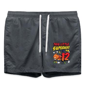 This little superhero is 12 cat owners 12. - Swim Trunks - anthracite - Front - AI Model Male 185 light (185cm)